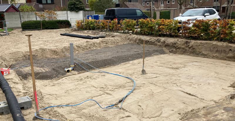 De drainmixlaag in de straat