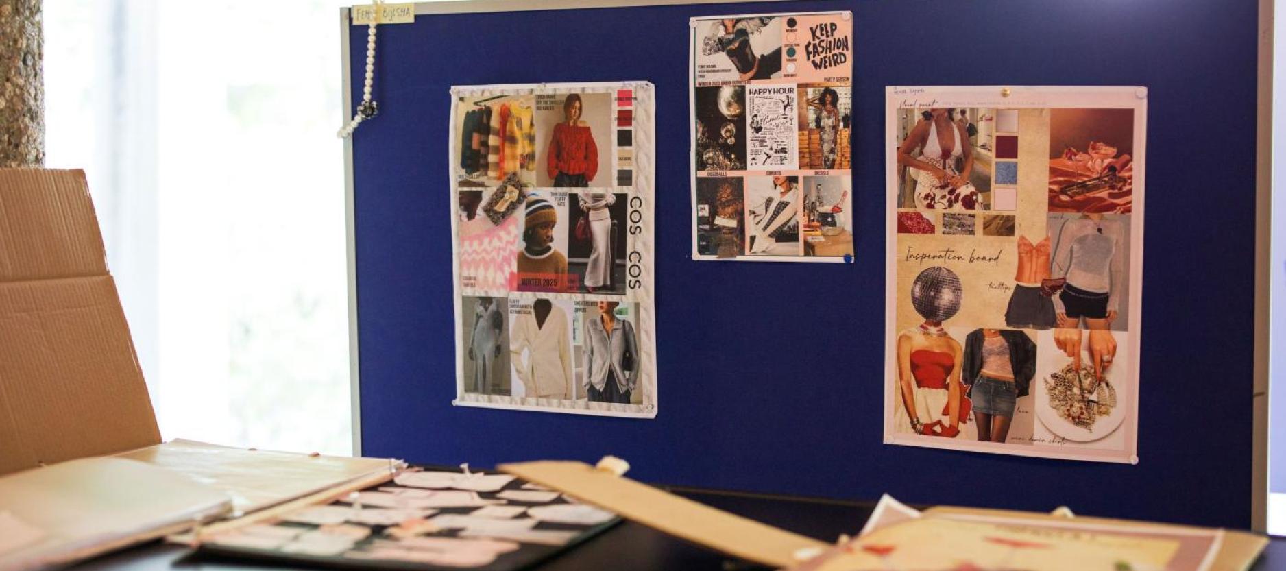 Drie moodboards met als thema mode.